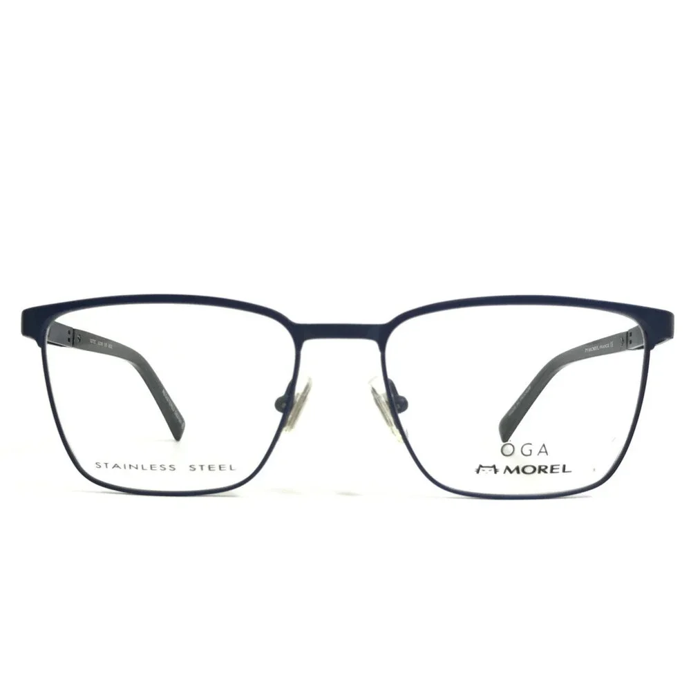 OGA by Morel Eyeglasses Frames 10070O BG02 Navy Blue Square Full Rim 53-16-135
